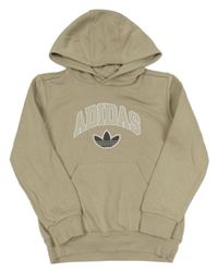 Béžová mikina s logem a kapucí Adidas