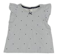 Světlemodro-biele prúžkované tričko so srdiečkami H&M