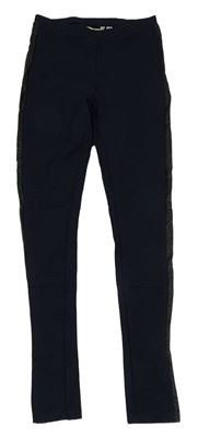 Tmavomodré tregínové nohavice s čierným koženkovým pruhom GARCIA JEANS