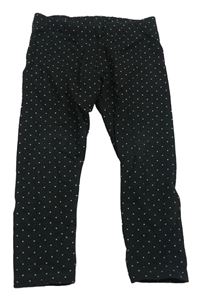 Tmavomodré melírované puntíkaté teplákové zateplené legíny H&M