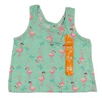Mátový bodkovaná ý crop top s plameňáky a palmami PEP&CO