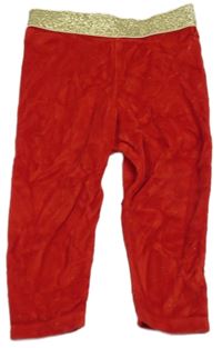 Červeno-zlaté zamatové legíny M&Co