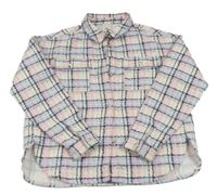 Bielo-modro-ružovo-tmavomodrá kockovaná košeľová bunda RIVER ISLAND