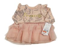 Nové - broskvové teplákovo/tylové šaty s princeznami a volánikmi Disney