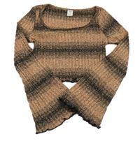 Pudrovo-černé pruhované melírované žebrované úpletové crop mikinotriko SHEIN