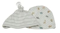 2x - Čepice - Bílo/šedá pruhovaná M&Co, bílá puntíkatá so  M&Co, bílá puntíkatá se zvířátky