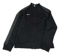 Čierna thermo prepínaci mikina s logom a pruhom Nike