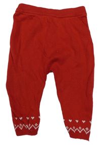 Červené pletené tepláky so srdiečkami a vzorom Next