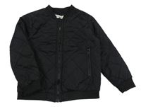 Černý prošívaný šusťákový zateplený bomber SHEIN