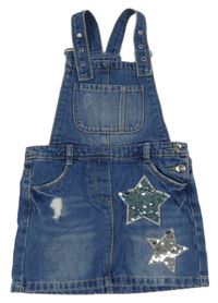 Modrá riflová laclová sukně s hvězdičkami s překlápěcími flitry a prošoupáním George