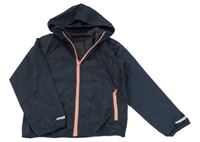 Tmavomodrá šušťáková nepromokavá funkčná bunda s kapucňou crivit