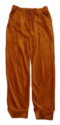 Hrdzavé rebrované cuff zamatové nohavice Candy Couture