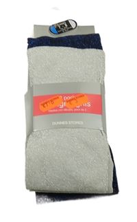 Nové - 2x - Třpytivé punčocháče - Světlešedo/stříbrné, tmavomodro/safírové St. Bernard