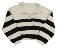 Bielo-čierna pruhovaná crop mikina H&M