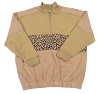 Pudrovo-svetlohnedá mikina so vzorom Tu