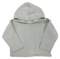 Svetlosivá melírovaná oversize crop mikina s kapucňou Next