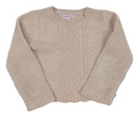 Světlepudrový rebrovaný vzorovaný žinylkový crop sveter Tommy Bahama