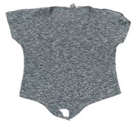 Tmavomodré melírované úpletové crop tričko E-Vie