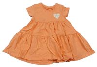 Oranžové bavlnené šaty so srdiečkom s nápisom F&F