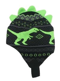 Černá vzorovaná čepice s dinosaury a ostny Topomini