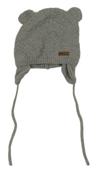 Šedá vzorovaná čepice s oušky