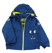 Tmavomodrá šusťáková lehce zateplená bunda s příšerkou a kapucí Pocopiano