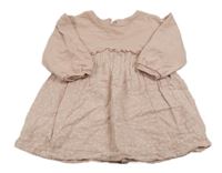 Ružové teplákovo/mušelínové šaty s bodkami Tu