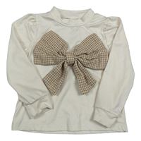 Biele tričko s trblietavou mašlou Shein