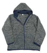 Tmavošedá melírovaná fleecová propínací mikina s kapucí Yigga