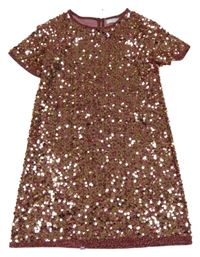 Starorůžovo-zlaté flitrové šaty Primark