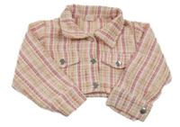 Béžovo-ružovo-biele kockované crop sako Shein