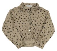 Piesková á kvetovaná menšestrová crop blúzka Zara