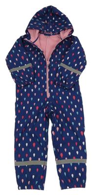 Tmavomodrá softshellová kombinéza s kapkami a kapucí Kiki&Koko