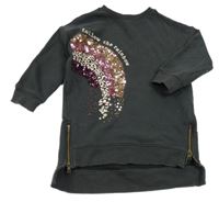 Antracitové teplákové šaty s duhou z flitrů Next