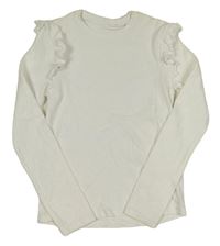 Biele rebrované tričko s volánikmi George