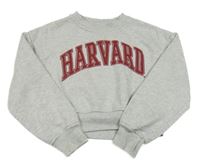 Sivá melírovaná crop mikina s nápisem - Harvard Primark