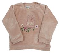 Staroružová chlpatá mikina so sovou Bubble Gum