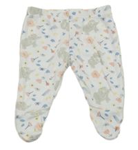 Bílé květované polodupky so slonmi