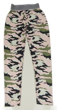 Ružovo-kaki-smotanové army športové legíny Shein