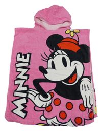 Ružové froté osuškové pončo s Minnie a kapucňou Primark