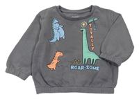 Tmavosivá mikina s dinosaurami Primark