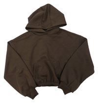 Tmavohnedá crop mikina s kapucňou Primark