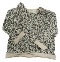 Béžovo-čierna mikina s leopardím vzorom a uškami Tu