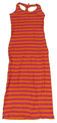 Ružovo-oranžové pruhované bavlnené maxi šaty Yd.