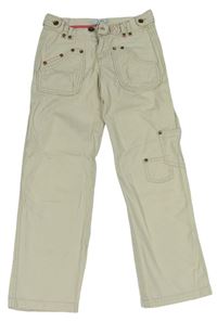 Béžové plátenné nohavice s vreckami