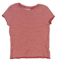 Červeno-biele pruhované rebrované tričko Next