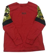 Červené pyžamové triko s army prvky Next
