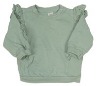 Svetlozelená mikina s madeirovými volániky H&M