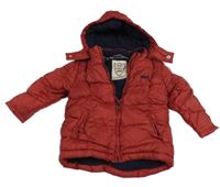 Tehlová šušťáková prešívaná zimná bunda s logom a kapucňou Next