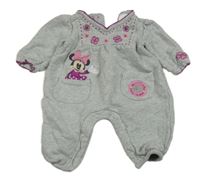 Sivý teplákový overal s Minnie a výšivkami květů Disney